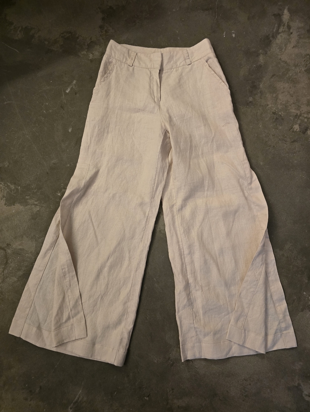 Hybrid & Co Wide Leg Linen Pants With Side Splits S
